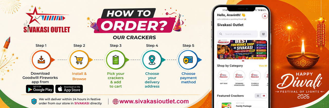 How to order Sivakasi Outlet crackers from app
