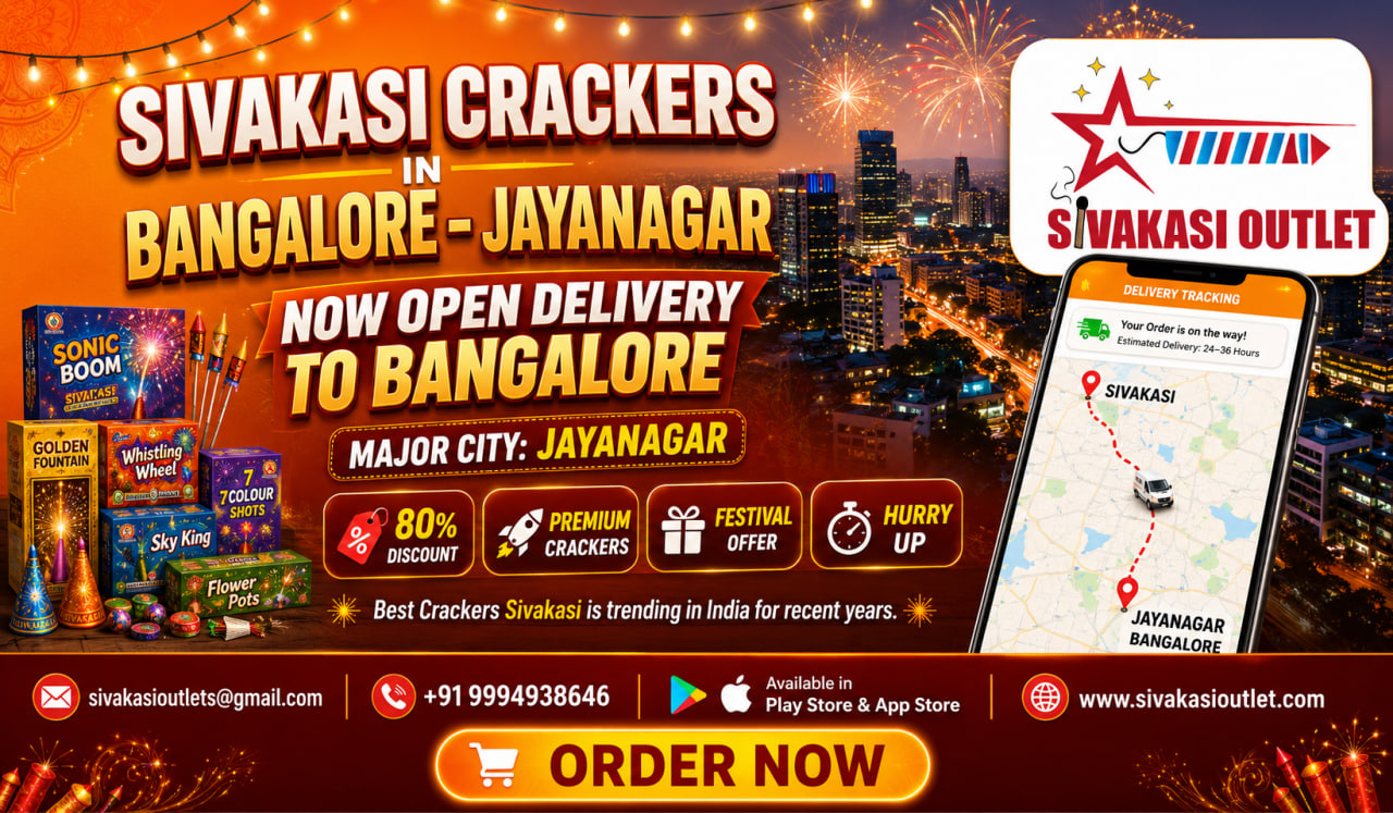 Sivakasi Crackers Bangalore Jayanagar City ಬೆಂಗಳೂರು ಜಯನಗರದ ಪಟಾಕಿಗಳನ್ನು ಶಿವಕಾಶಿ ಮಳಿಗೆಯಲ್ಲಿ ಆನ್‌ಲೈನ್‌ನಲ್ಲಿ ಖರೀದಿಸುತ್ತಾರೆ